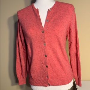 EUC Cardigan: Angora/Wool Knit Blend, Marled Rose Pink, Button Up, Valda